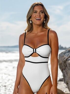 LAST CHANCE rare Large Cupshe Jojo Collaboration White One-Piece Swimsuit